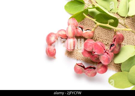 Manila tamarind or Pithecellobium dulce isolated on white background Stock Photo