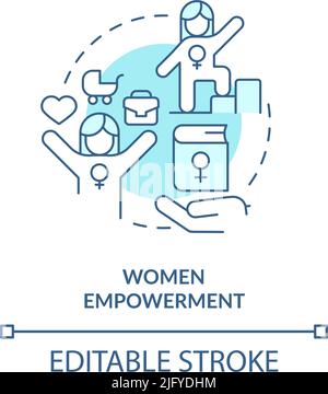 Women empowerment turquoise concept icon Stock Vector