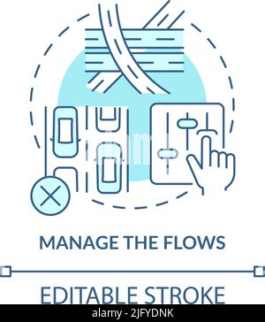 Manage flows turquoise concept icon Stock Vector