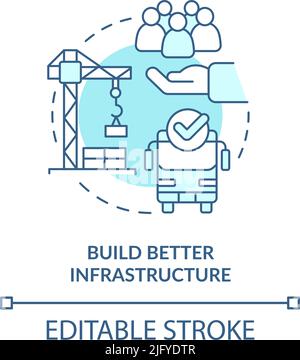 Build better infrastructure turquoise concept icon Stock Vector