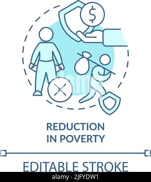 Reduction in poverty turquoise concept icon Stock Vector