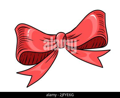 Hand drawn style simple red color bow tie vector illustration sketch design on white background Stock Vector