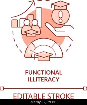 Functional illiteracy terracotta concept icon Stock Vector