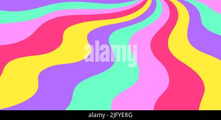 Retro 70s Abstract Rainbow Glitchy groovy design Stock Vector