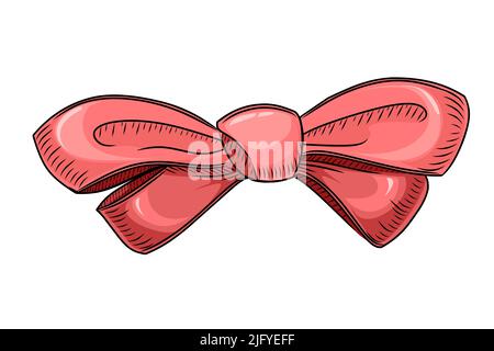 Hand drawn style simple red color bow tie vector illustration sketch design on white background Stock Vector