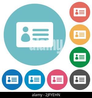 ID card solid flat white icons on round color backgrounds Stock Vector