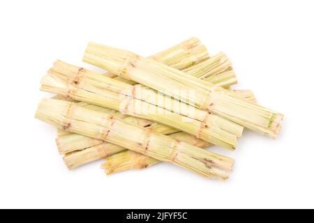 Pile of sugarcane bagasse isolated on white background Stock Photo
