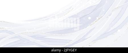 Abstract fluid art painting background with alcohol ink technique light gray and silver glitters Stock Vector