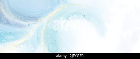Abstract fluid art with alcohol ink technique painting, and decorated with gold foil glitter to look luxurious. Suitable for backgrounds, banners, car Stock Vector