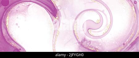 Abstract fluid art with alcohol ink technique painting, and decorated with gold foil to look luxurious. Suitable for backgrounds, banners, cards, or w Stock Vector