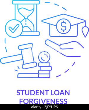 Student loan forgiveness blue gradient concept icon Stock Vector