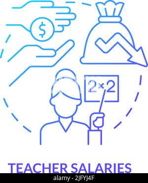 Teacher salaries blue gradient concept icon Stock Vector
