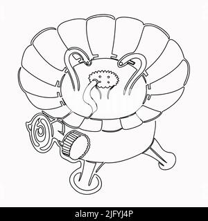 Camping gas burner hand drawn in one continuous line isolated on a white background. Vector stock illustration Stock Vector