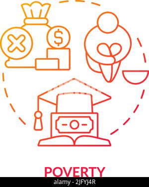 Poverty red gradient concept icon Stock Vector