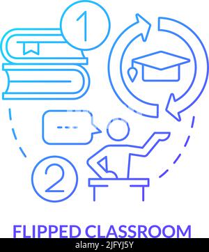 Flipped classroom blue gradient concept icon Stock Vector