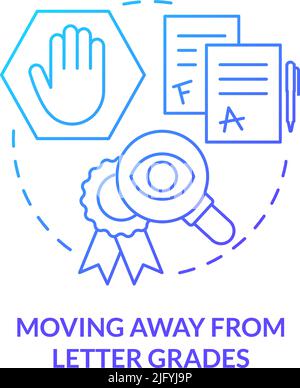 Moving away from letter grades blue gradient concept icon Stock Vector