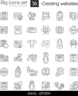 Building website linear icons set Stock Vector