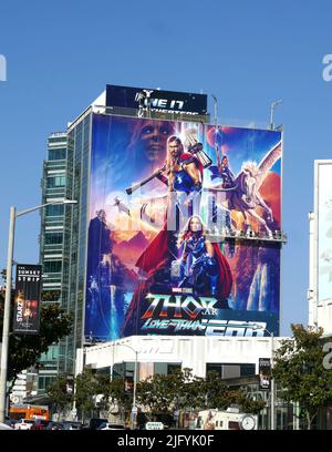 Los Angeles, California, USA 27th June 2022 A general view of atmosphere of Marvel Studios Thor Love And Thunder Billboard on Sunset Blvd on June 27, 2022 in Los Angeles, California, USA. Photo by Barry King/Alamy Stock Photo