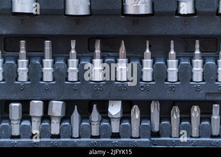 A set of torx tools, socket wrenches, screwdrivers and other tools. A tool for car repair. Selective focus Stock Photo