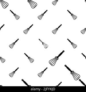 Beater Icon, Whisk Icon Seamless Pattern Vector Art Illustration Stock Vector