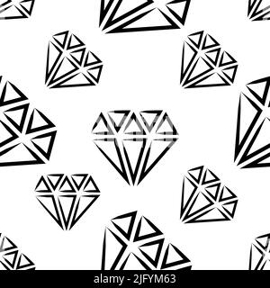 Diamond Icon, Diamond Cut Seamless Pattern Vector Art Illustration Stock Vector