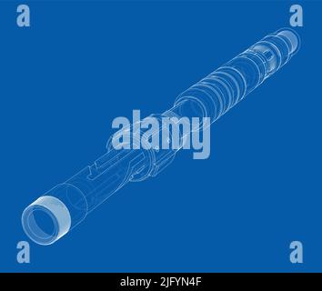 Outline drawing or sketch of cylindrical device Stock Vector