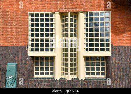 Amsterdam, Netherlands. June 2022. View of the facades of the characteristic brick building of residential complex with Amsterdam School style archite Stock Photo