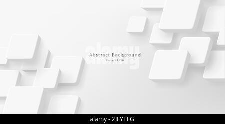 White 3d cubes creating abstract geometric composition. Vector illustration Stock Vector