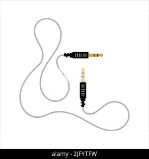 Audio Cable Icon, Plug Wire Vector Art Illustration Stock Vector