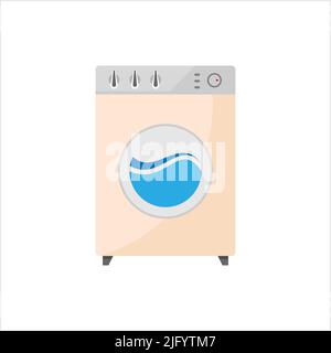 Washing Machine Icon. Cloth Washing Machine Icon Vector Art Illustration Stock Vector