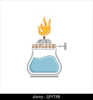 Spirit Lamp Icon, Laboratory Burner, Alcohol Lamp Vector Art Illustration Stock Vector