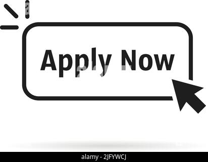 black thin line apply now button Stock Vector