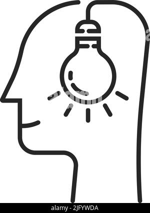 human head with thin line light bulb Stock Vector
