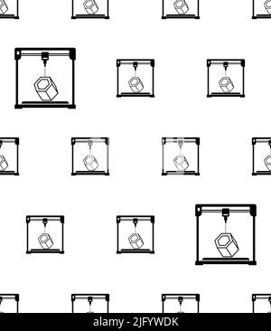 3d Printer Icon Seamless Pattern, 3 Printing Icon Vector Art Illustration Stock Vector