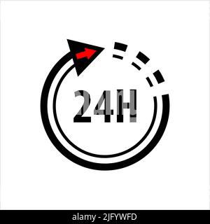 24 Hours Open Icon, Working Time 24 Hours Vector Art Illustration Stock Vector