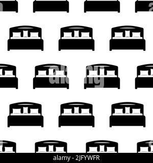 Bed Icon Seamless Pattern, Sleeping Bed Icon Vector Art Illustration Stock Vector