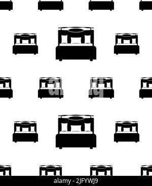 Bed Icon Seamless Pattern, Sleeping Bed Icon Vector Art Illustration Stock Vector