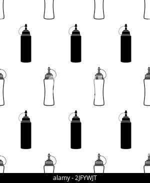 Condiment Bottle Seamless Pattern, Squeeze Squirt Bottle Vector Art Illustration Stock Vector