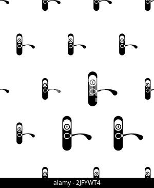 Door Lock Icon Seamless Pattern, Door Latch Vector Art Illustration Stock Vector