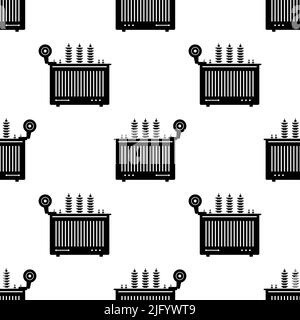 Electric Transformer Icon Seamless Pattern, Device Used To Increase Or Decrease The Alternating Voltages Vector Art Illustration Stock Vector