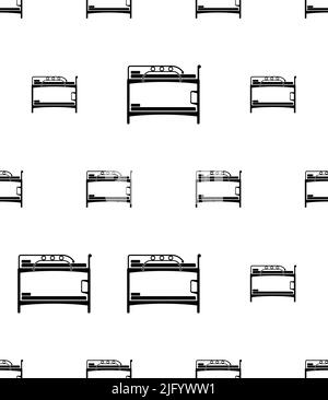 Bunk Bed Icon Seamless Pattern, Two Bed Frame Stacked On Top Of Another Vector Art Illustration Stock Vector