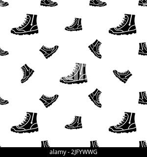 Camping Boots Seamless Pattern, Hunting Hiking Protective Boots Vector Art Illustration Stock Vector