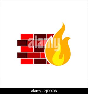 Firewall Icon, Internet Protection System Icon Vector Art Illustration Stock Vector
