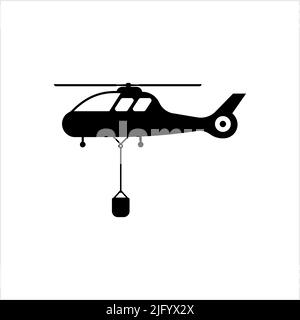 Fire Fighting Helicopter Icon, Fire Service Helicopter Icon Vector Art Illustration Stock Vector