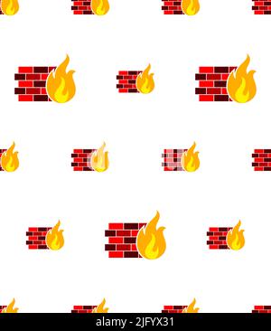 Firewall Icon Seamless Pattern, Internet Protection System Icon Vector Art Illustration Stock Vector