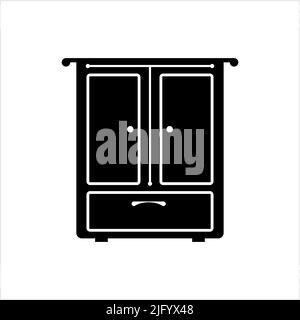 Dresser Icon, Drawers Icon, Sliding Drawer Vector Art Illustration Stock Vector