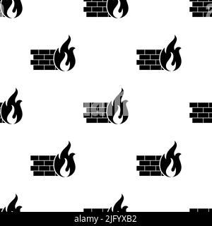 Firewall Icon Seamless Pattern, Internet Protection System Icon Vector Art Illustration Stock Vector