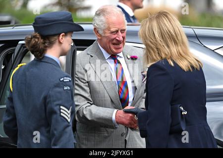 The Prince of Wales, Patron of the National Botanic Garden of Wales, arrives for a visit to the Botanic Gardens at Middleton Hall, Llanarthne. Picture date: Tuesday July 5, 2022. Stock Photo