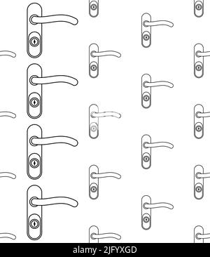 Door Lock Icon Seamless Pattern, Door Latch Vector Art Illustration Stock Vector