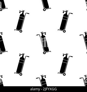 Oxygen Tank Icon Seamless Pattern, Oxygen Storage Vessel Cylinder Vector Art Illustration Stock Vector